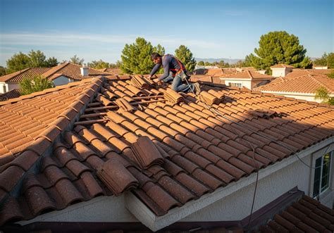 Operarios sobre el tejado de una vivienda